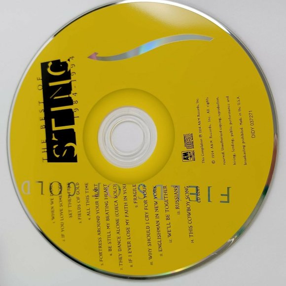 🔥4/$20 The Best Of Sting CD Fields Of Gold 1984-1994 -Vintage  *MINIMAL WEAR - Picture 9 of 13